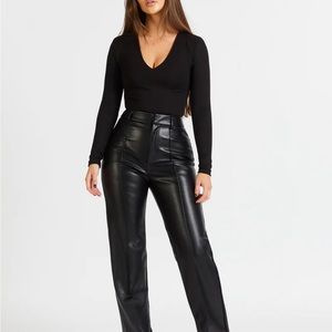 Leather wide-leg trousers.